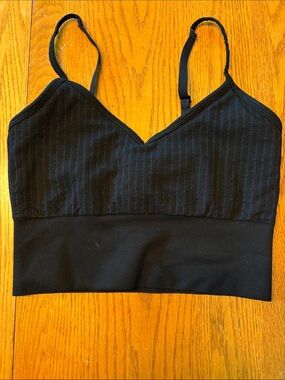 (5/$20) Black Ribbed V-Neck Bralette